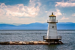 Burlington Breakwater North Light on Lake Champlain in Vermont